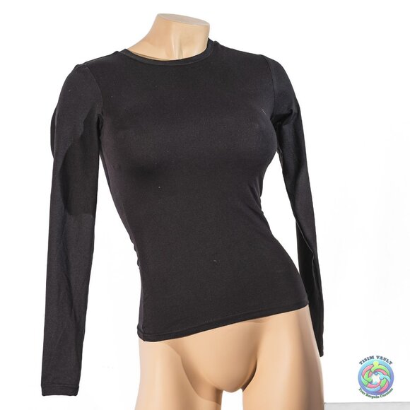 Trendy Queen Black Womens Long Sleeve Spring Crop Top - Picture 2 of 12